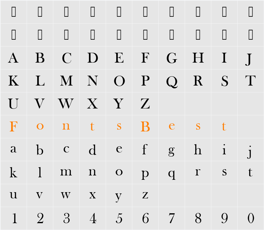 Baskerville Old Face Character Map