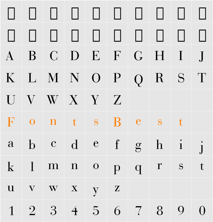 BauerBodni BT Character Map