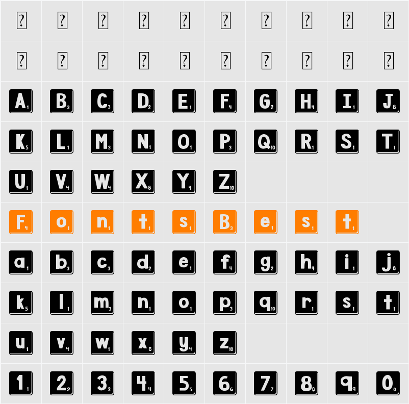 DJB Letter Game Tiles 3 Character Map