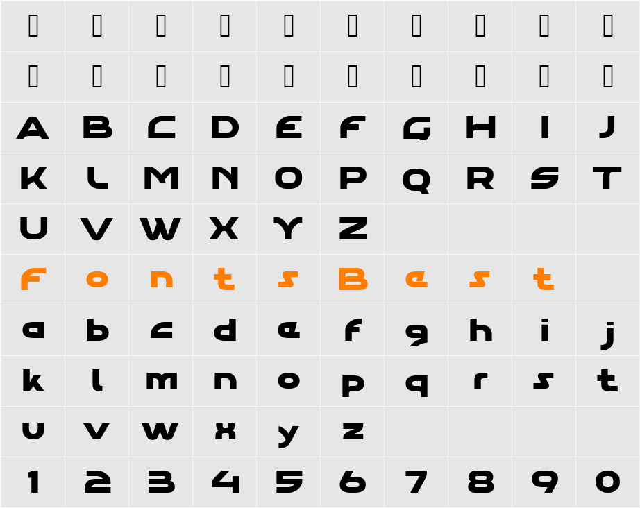 Aghara Pro Regular Character Map