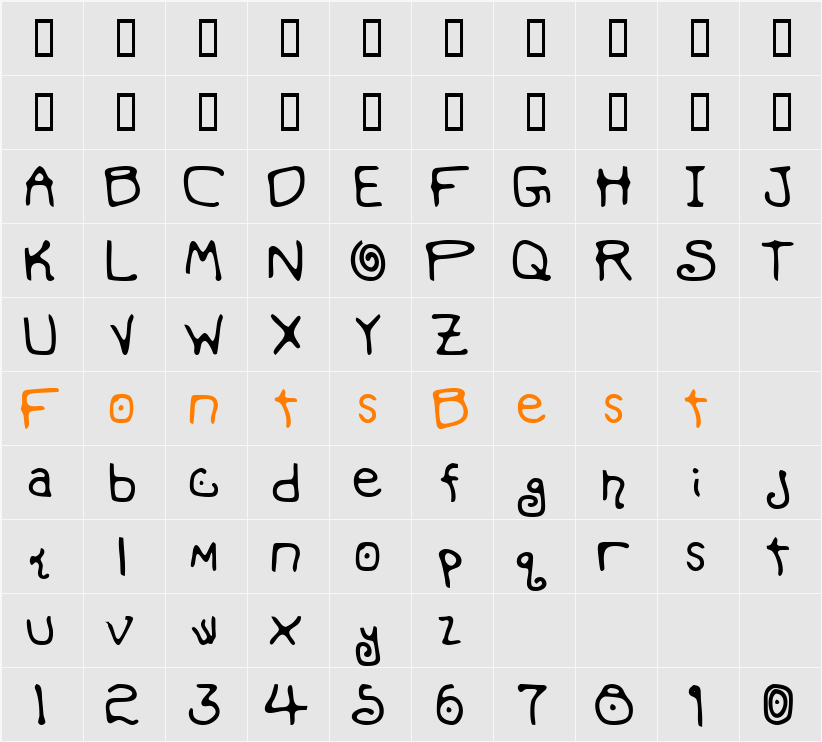 Mondo Messo Fonto Bold Character Map