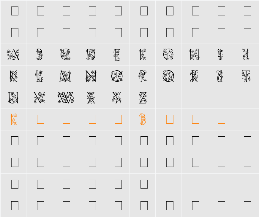 FleurDisplayCapsSSi Character Map