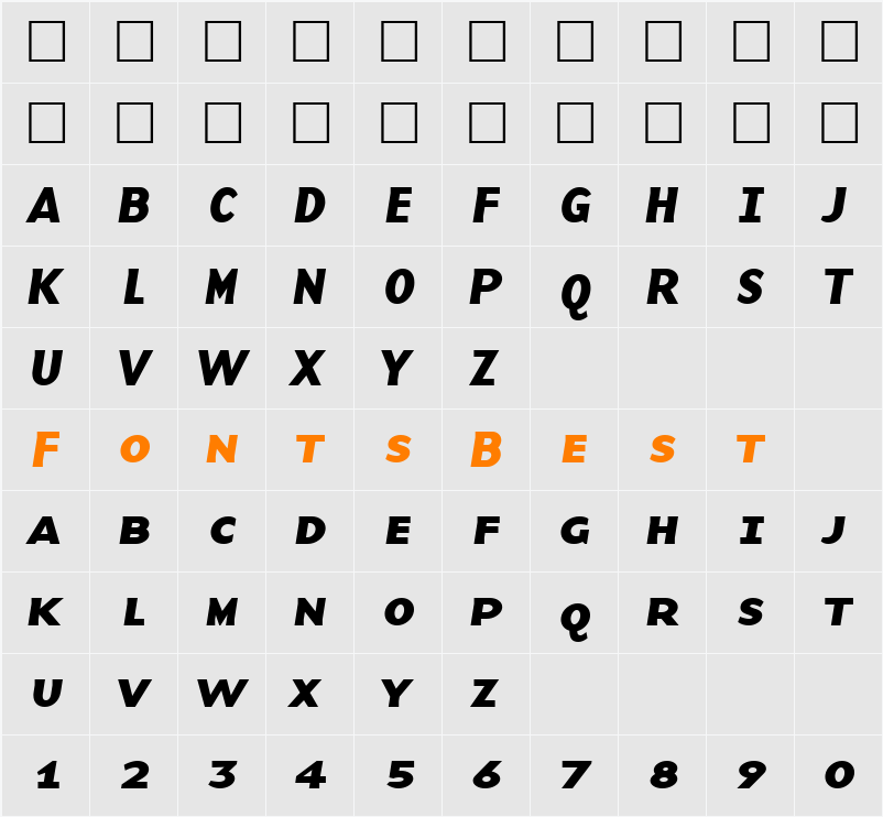 BaseNineSmallCaps Character Map