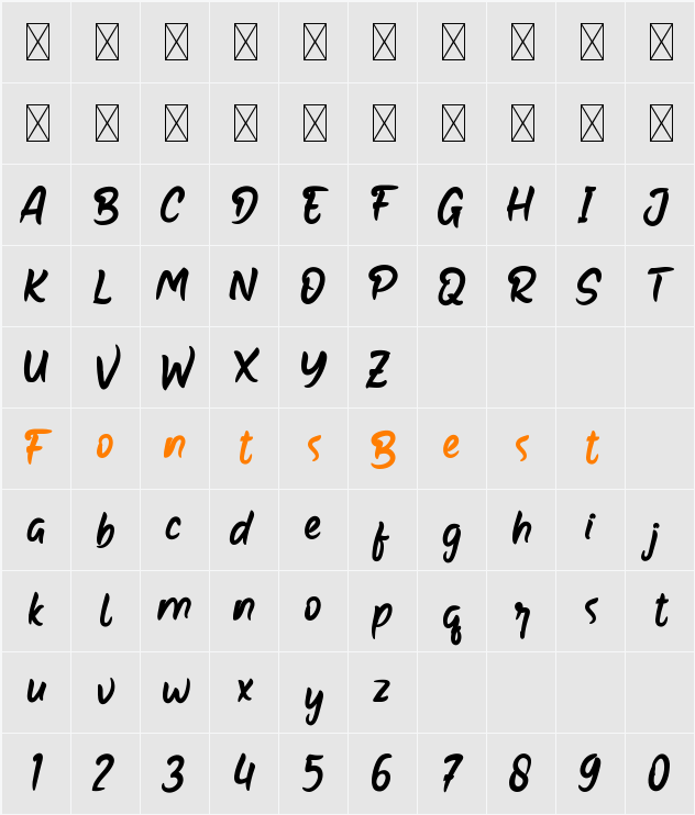 Backer Character Map