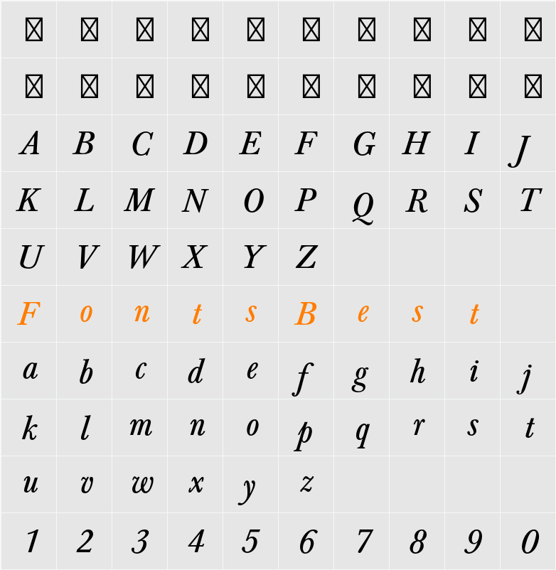 Baskervald ADF Std Character Map