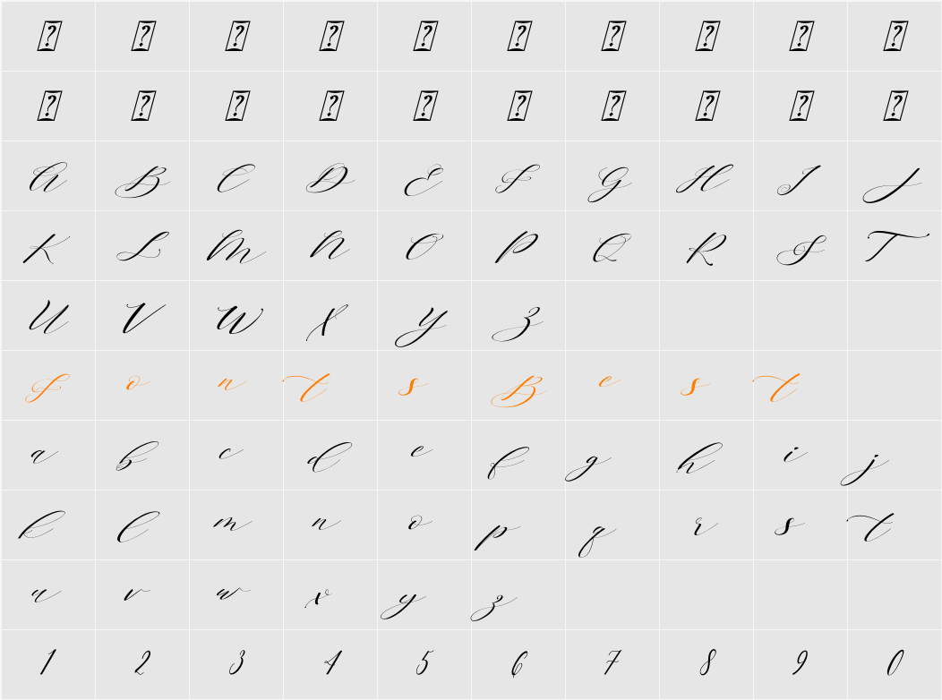 Brainlove Slant Character Map
