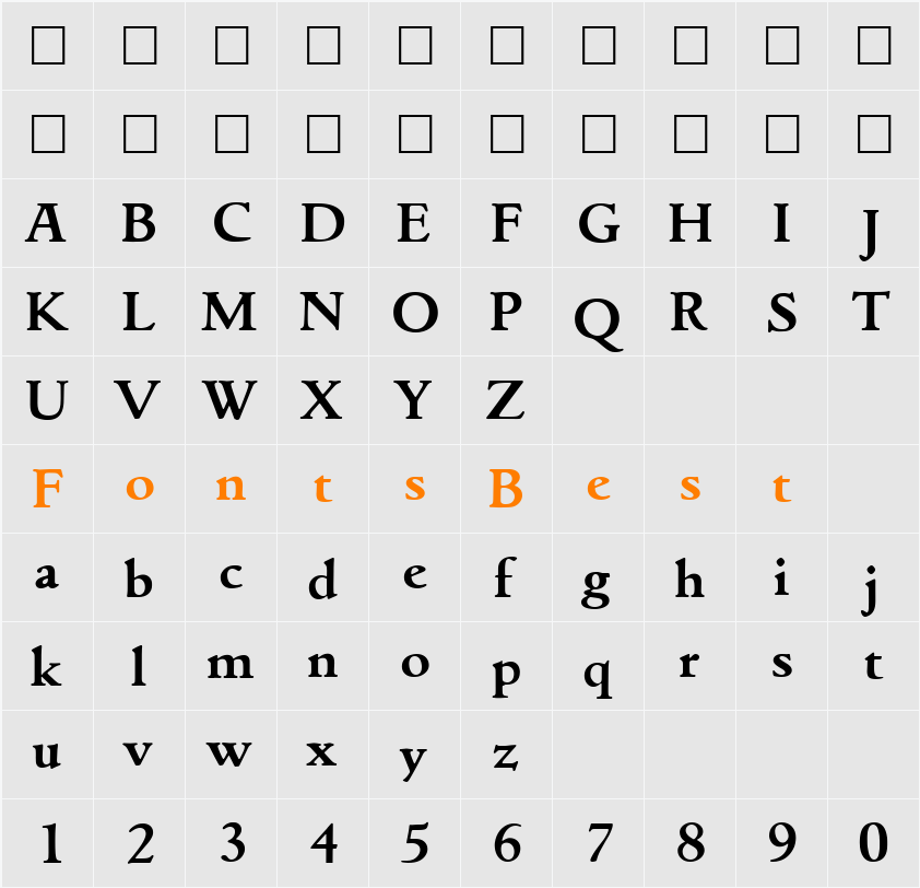Goudita SF Character Map