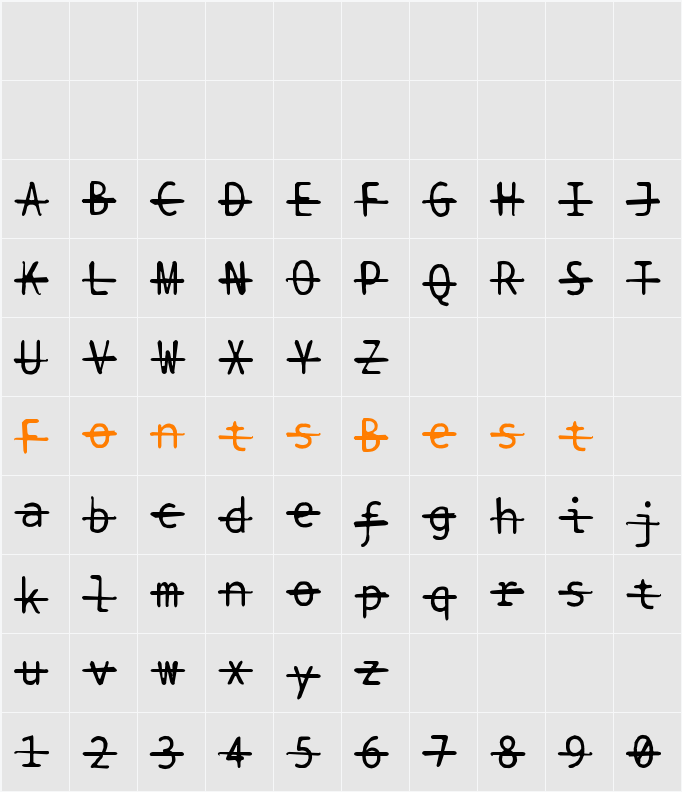 BPtypewriteDamagedStrikethrough Character Map