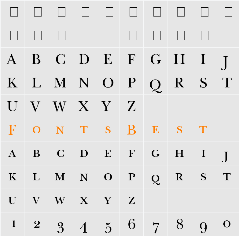 Baskerville Small Caps SSi Character Map