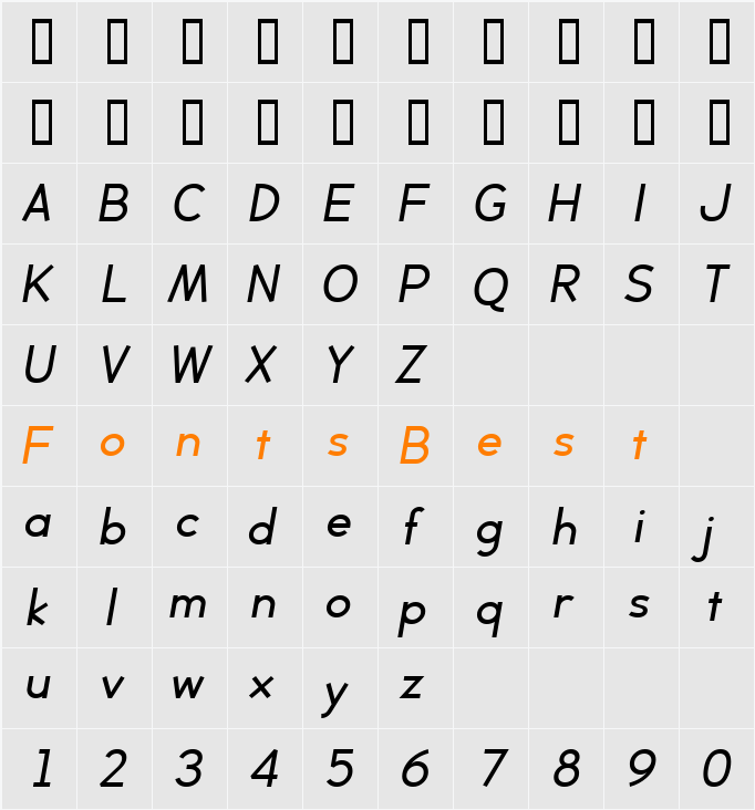 BacktalkSans BTN Character Map