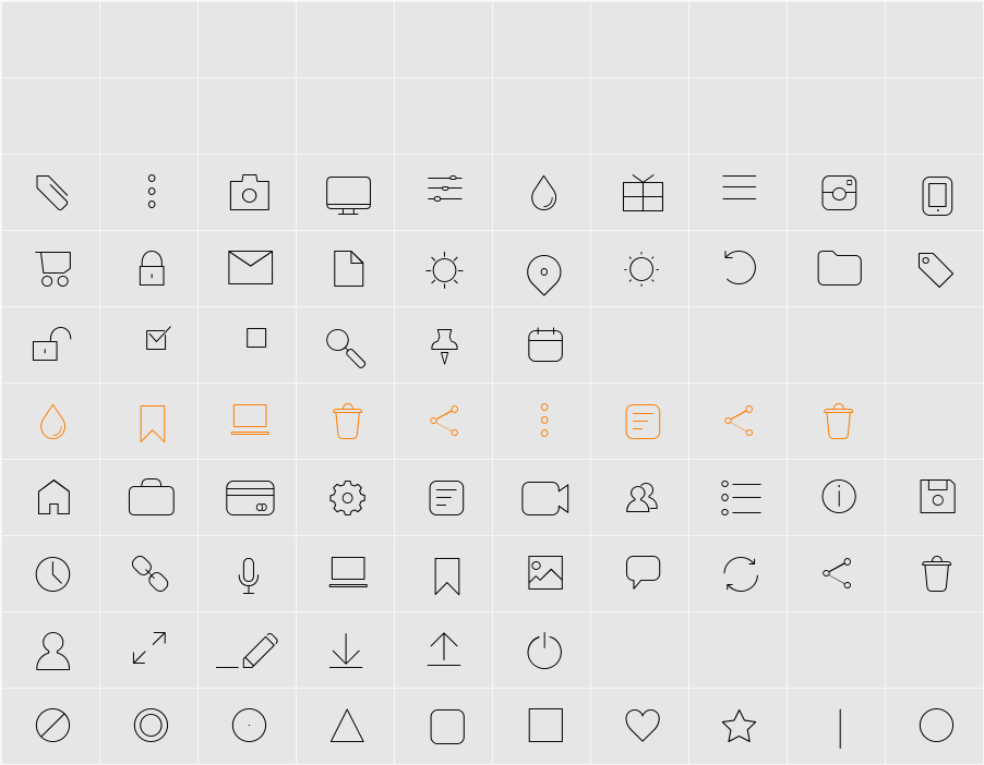 Aristotelica Icons Thin Character Map