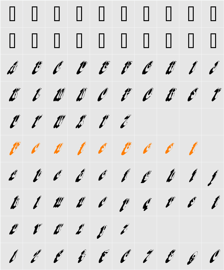 FlashbackCondensed Character Map