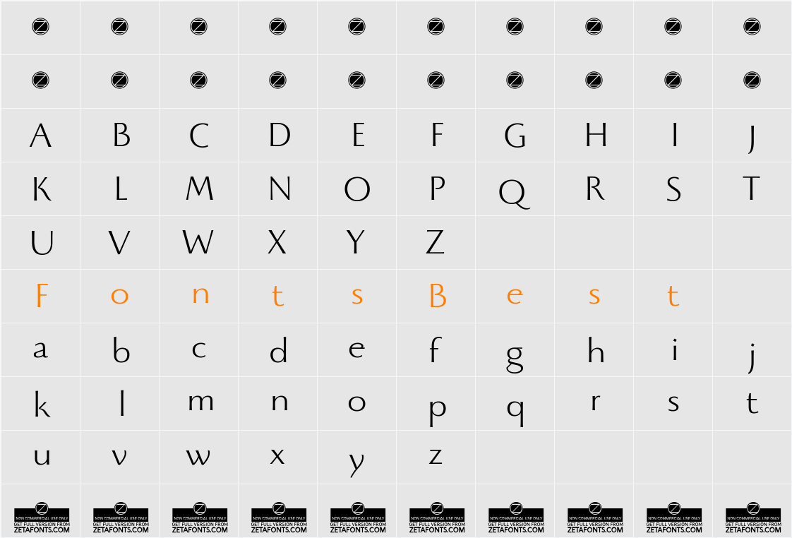 Beatrix Antiqua Light Character Map