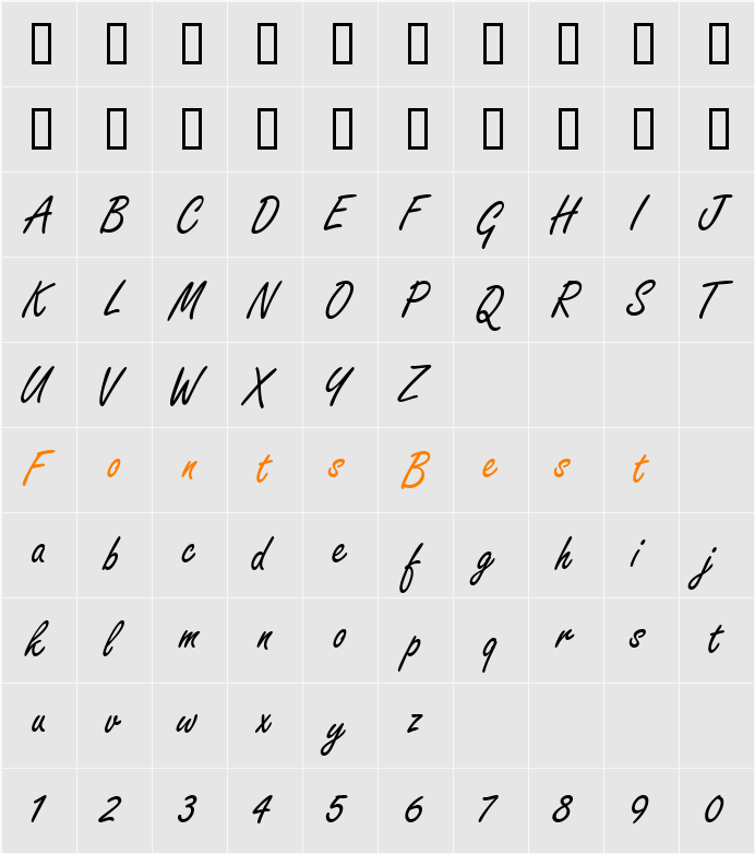 NanoScriptSSi Character Map