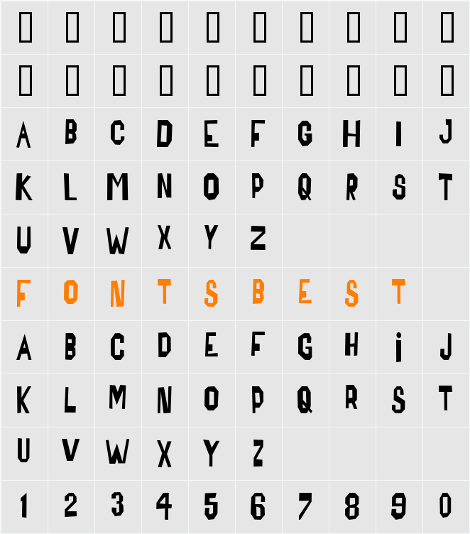 Bensfolk Condensed Character Map