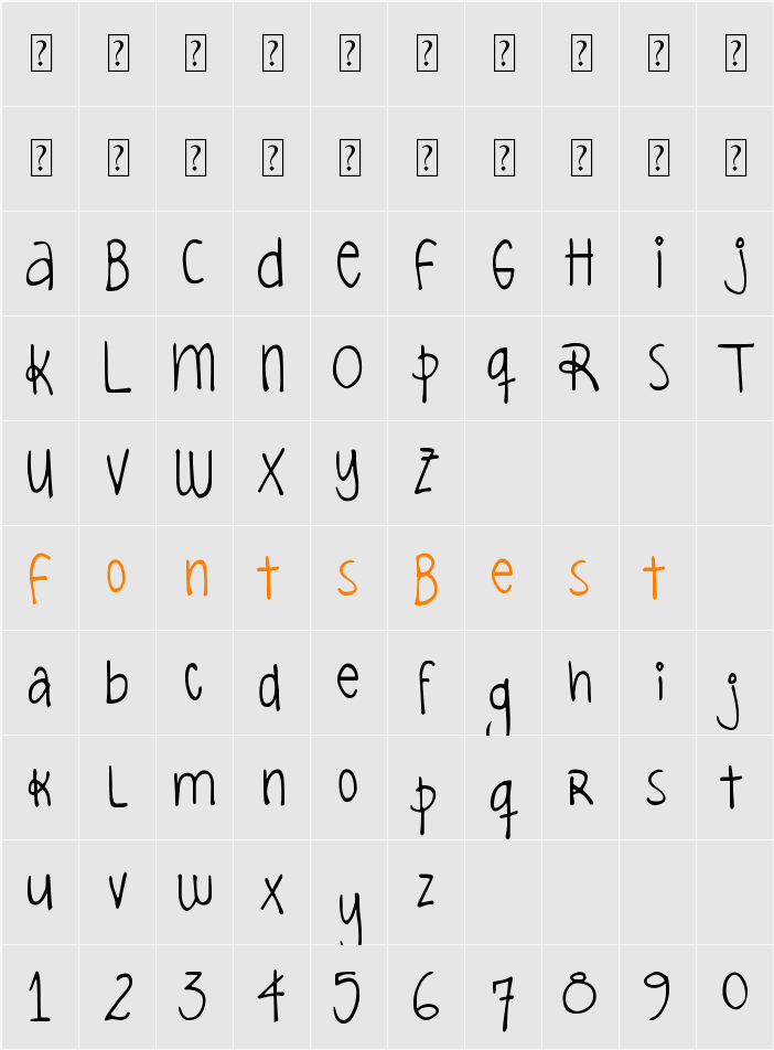 DJB Rubia Tuesday Character Map