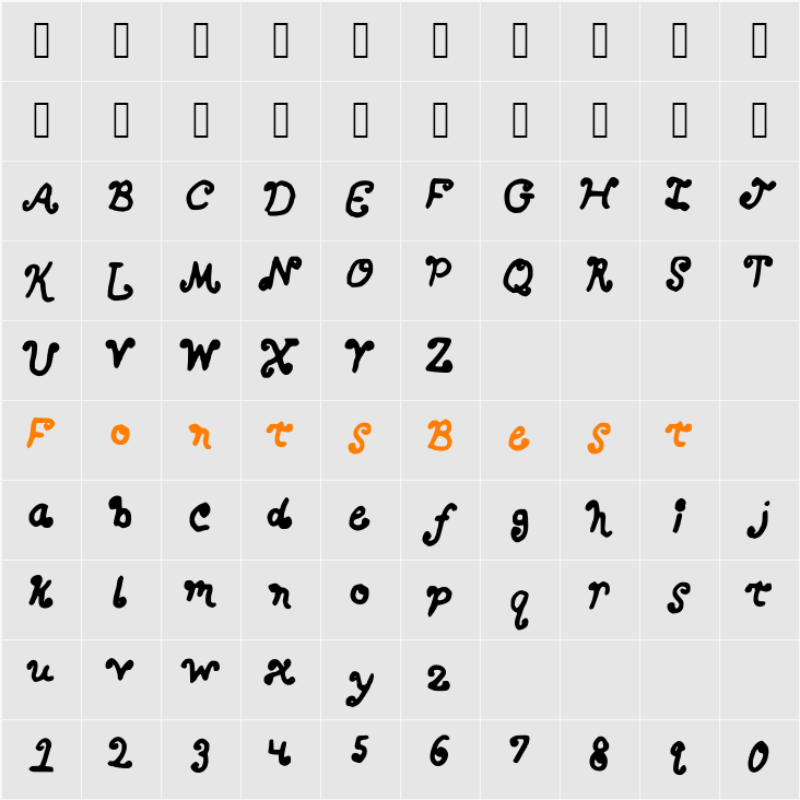 BERKY Character Map