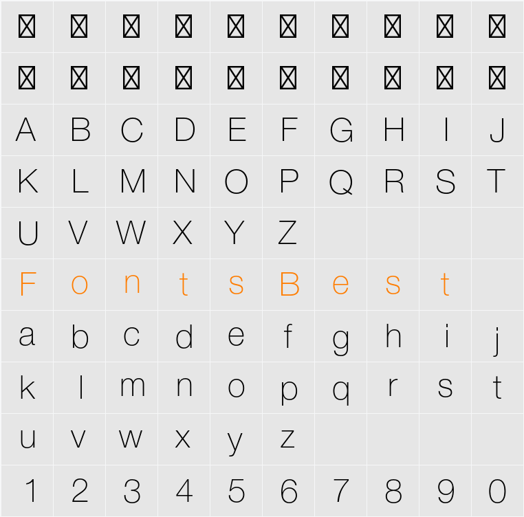 HelveticaNeueLT Std Thin Character Map