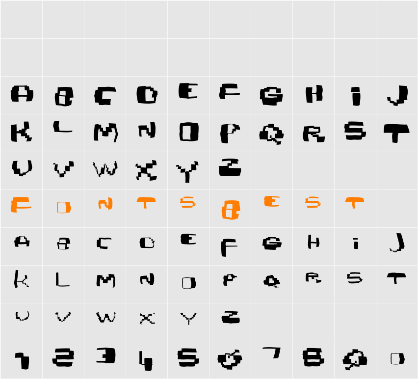 Damagedpixfont Character Map
