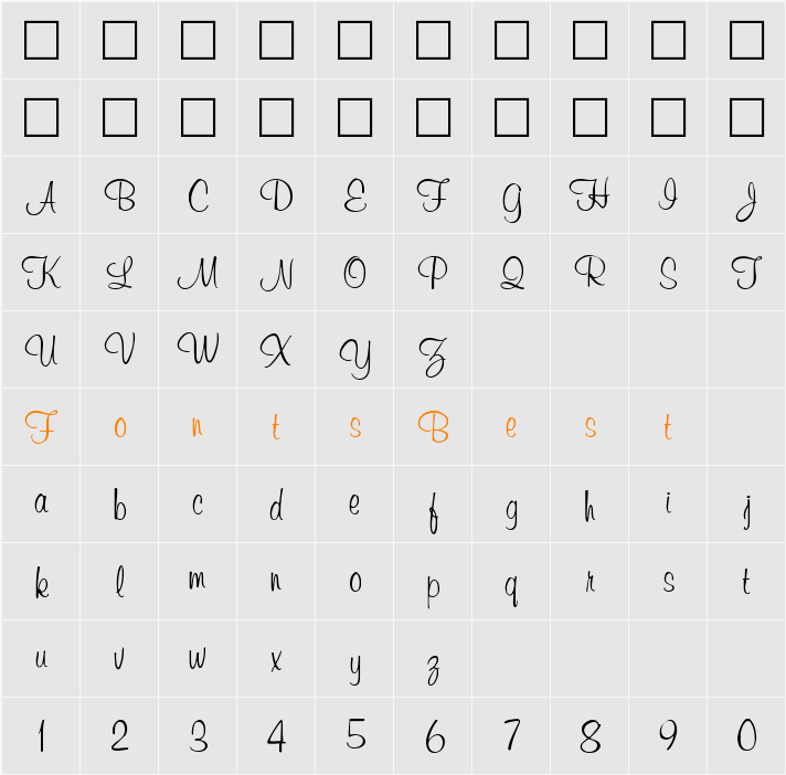 Muriel Character Map