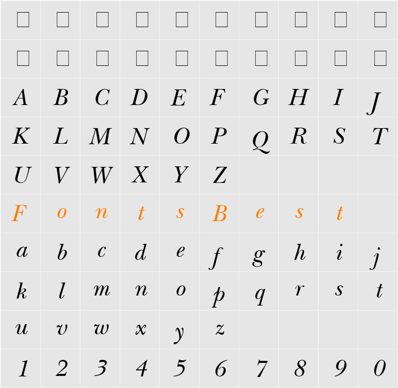 Baskerville SSi Character Map