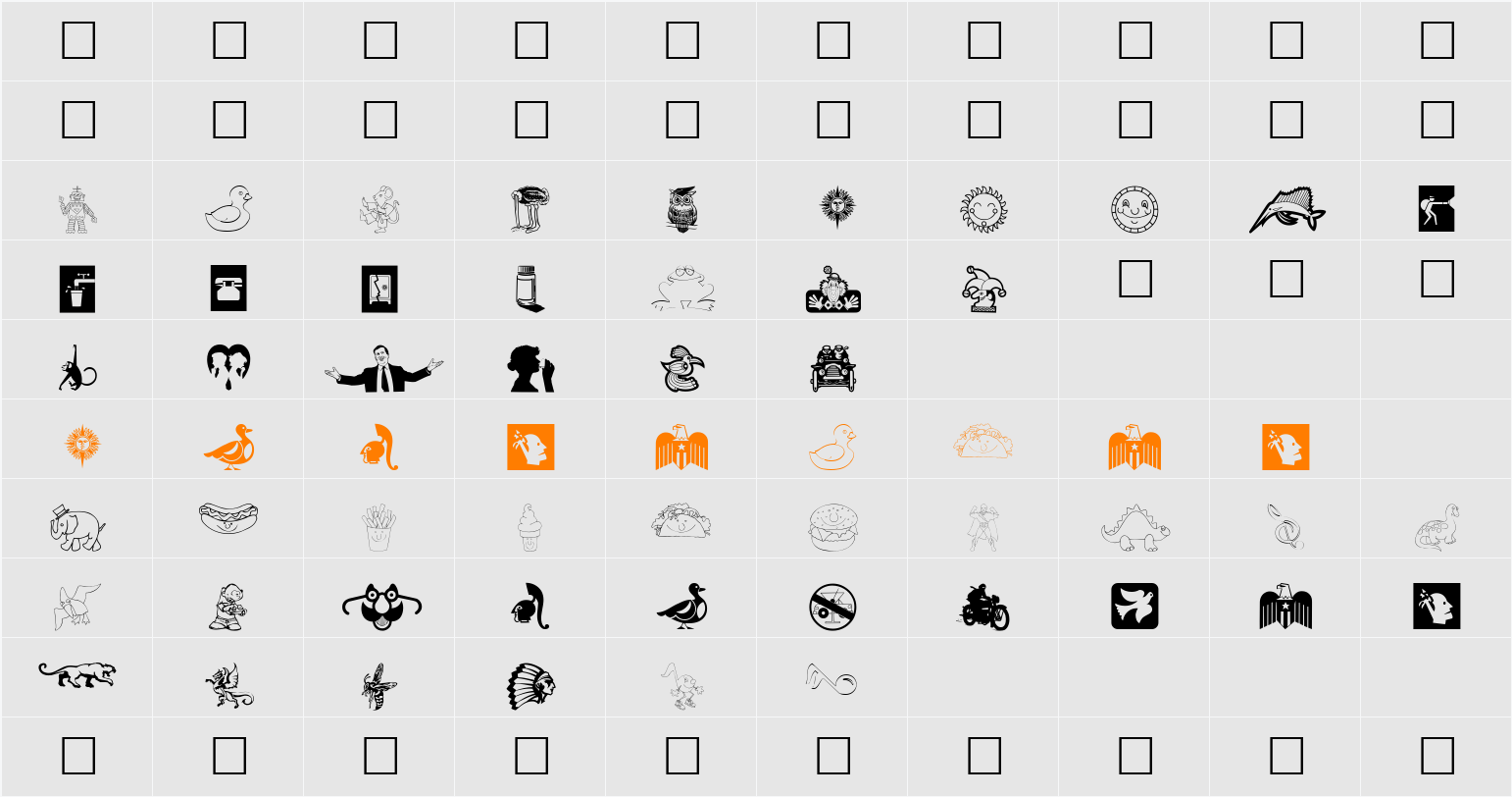 Animations Character Map