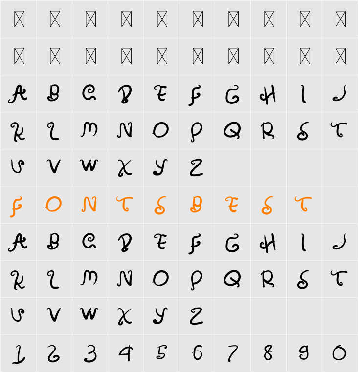 Amulman Character Map