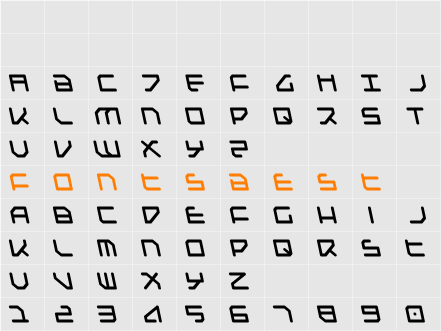 Federapolis Bold Leftalic Character Map