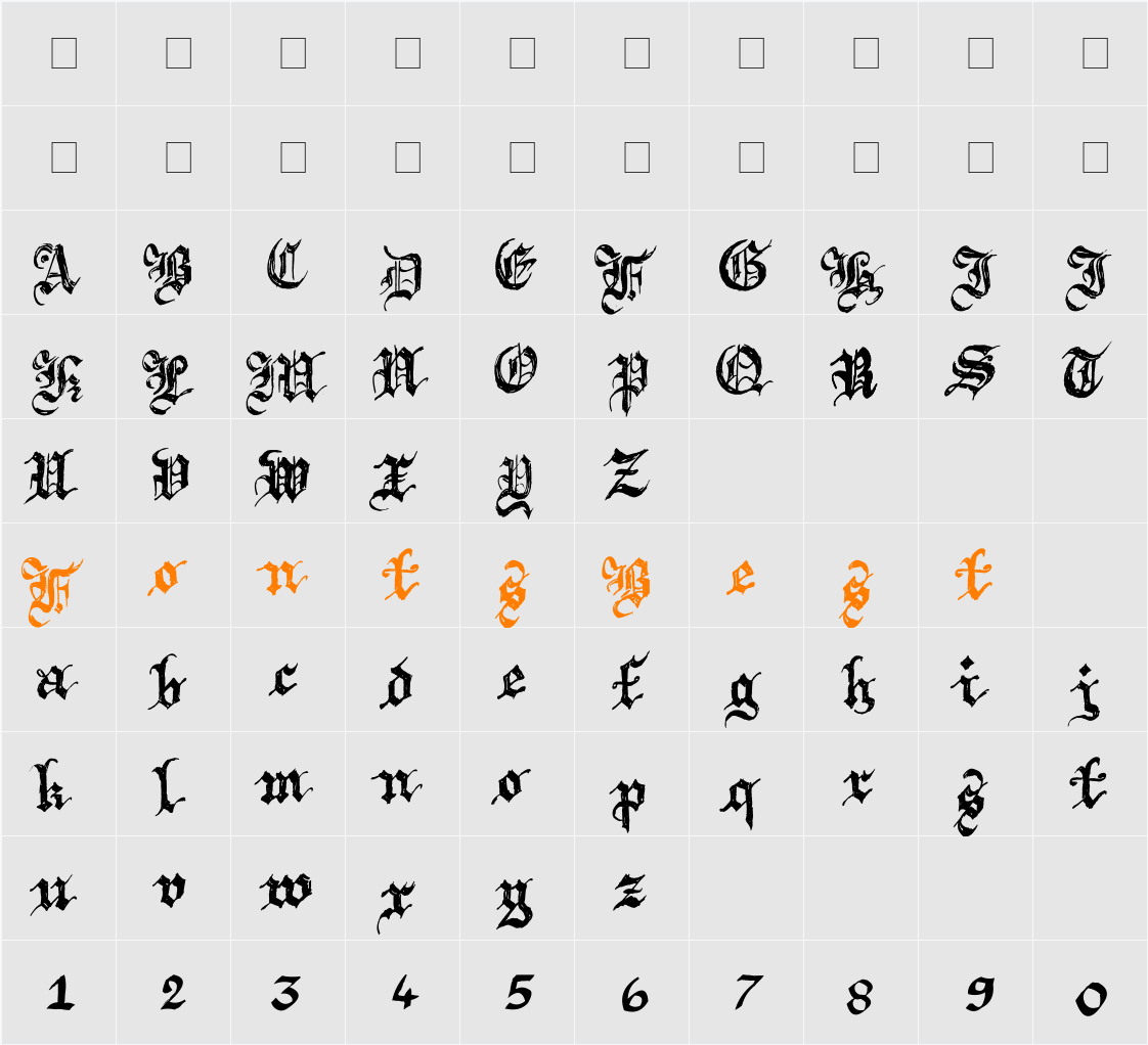 Argor Brujsh Scaqh Character Map