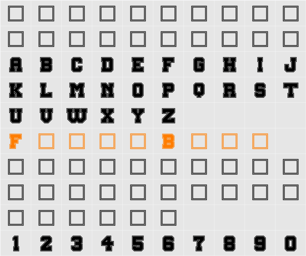 Big Campus Bold Character Map