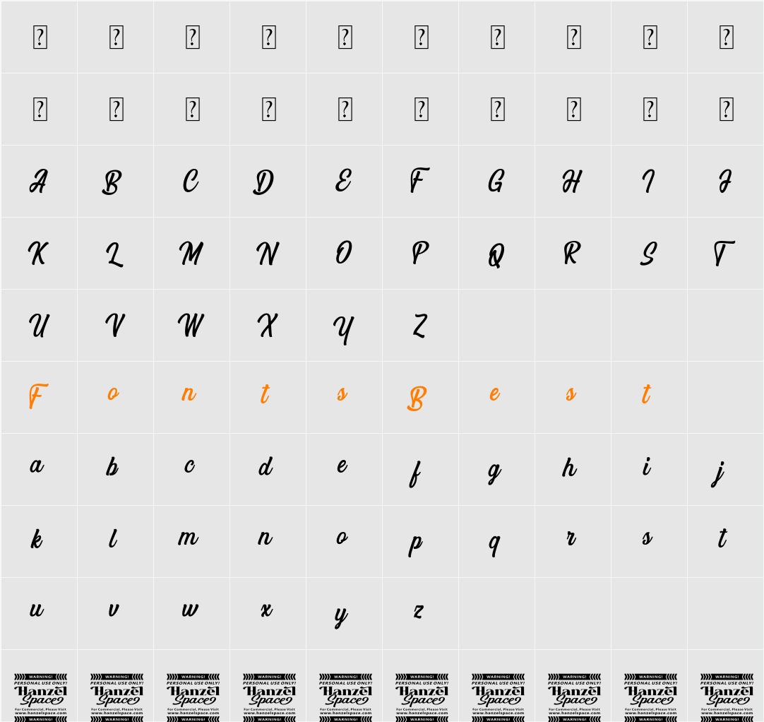 Angler Letter Character Map