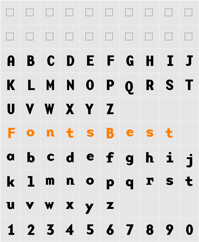 BaseMonoWide Character Map