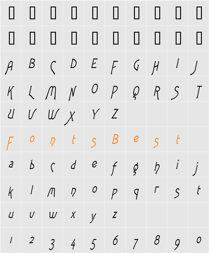 Fletch Condensed Character Map