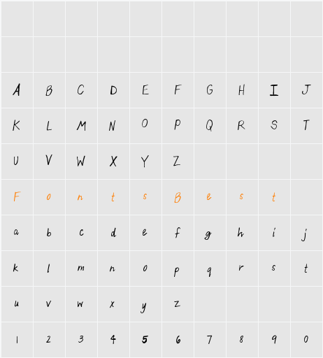 BeautifulThangs Character Map
