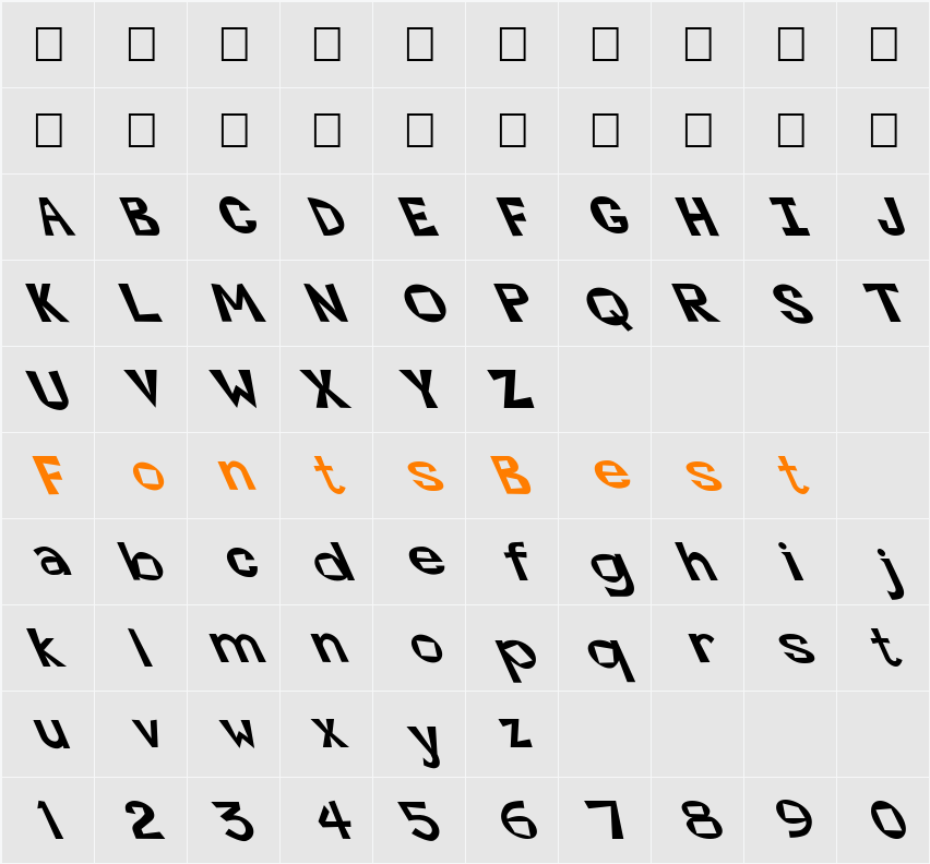 FZ JAZZY 7 LEFTY Character Map