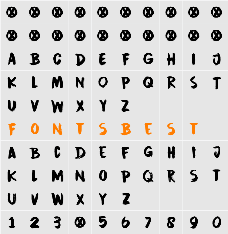 DK Cinnabar Brush Character Map