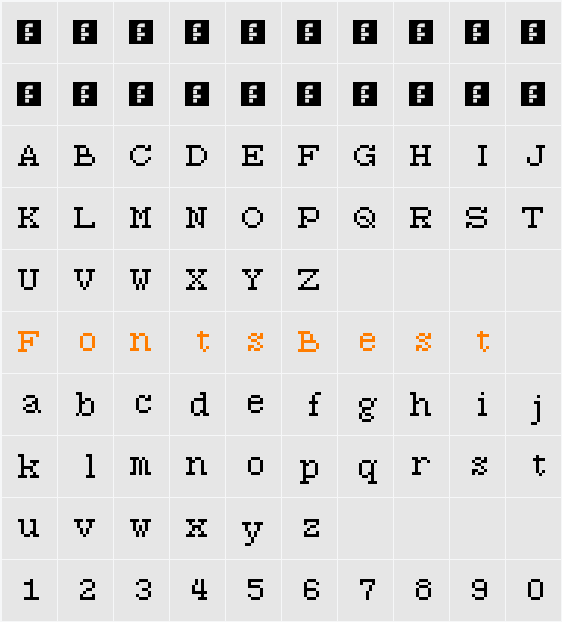 7:12 Serif Character Map
