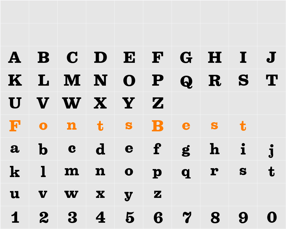 Belizio Character Map