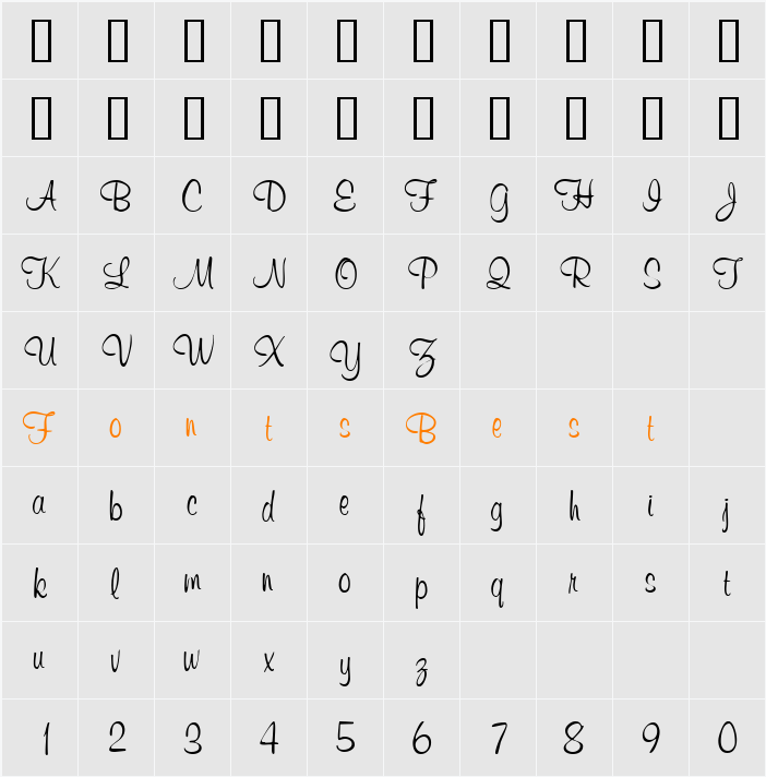 ChromaScriptSSK Character Map
