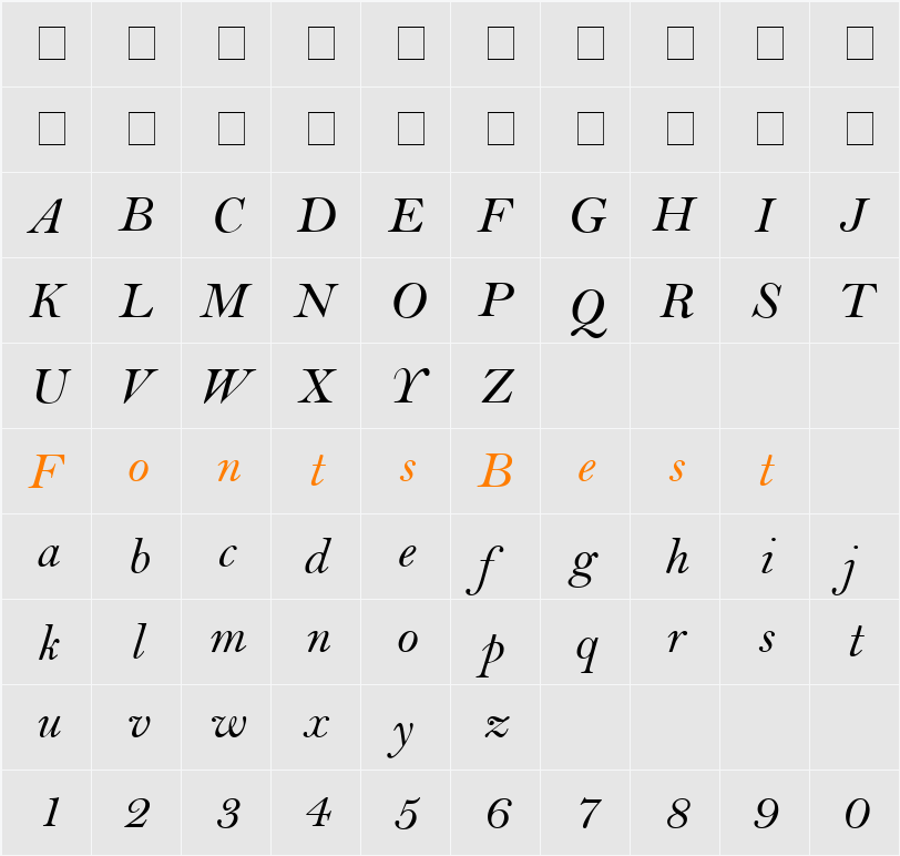 Bell MT Character Map