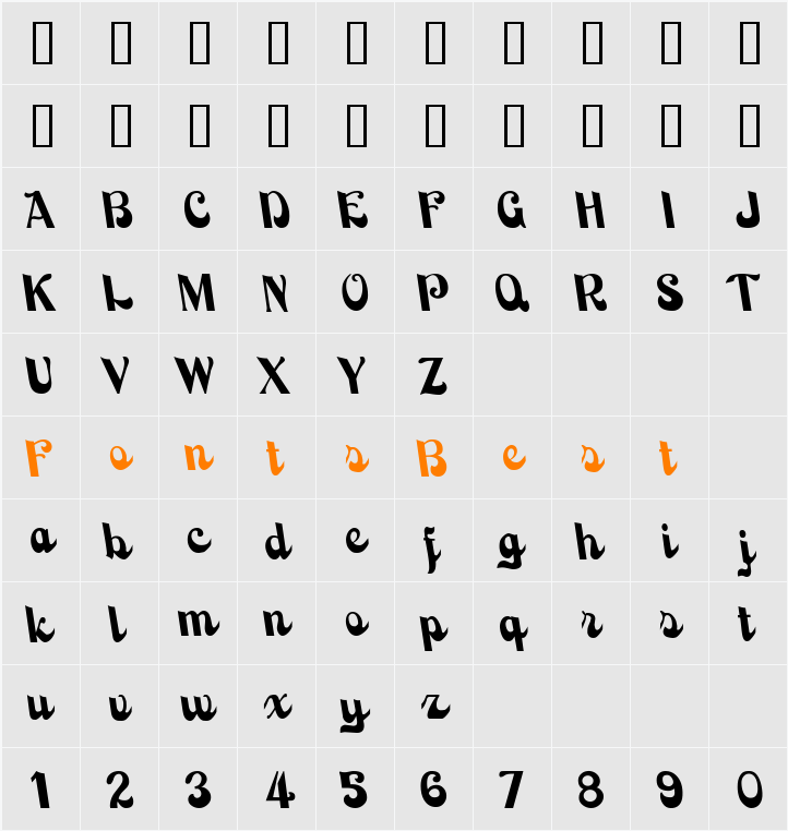 BackhandScript Character Map