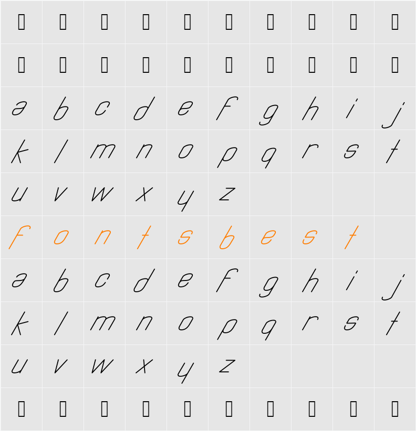 Astralia Character Map