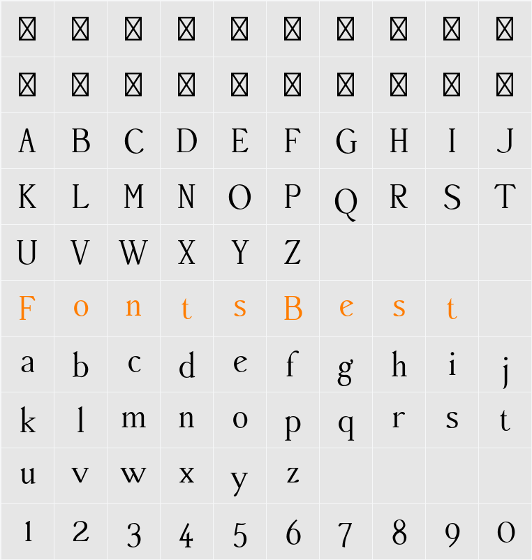 Accanthis ADF Std No2 Character Map