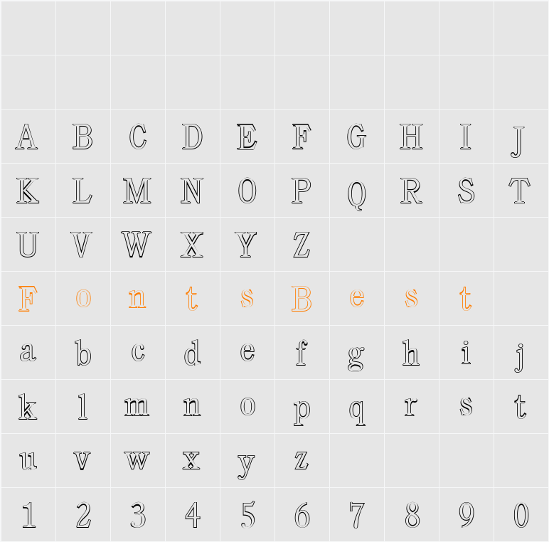 DanielBeckerOutline-ExtraLight Character Map
