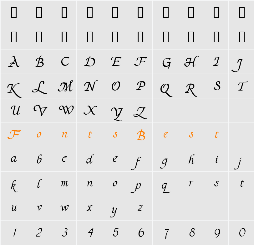 CgBasilica Character Map
