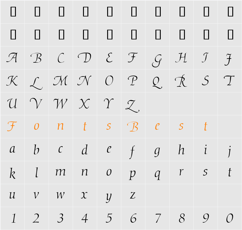 DibbyHandDB Character Map