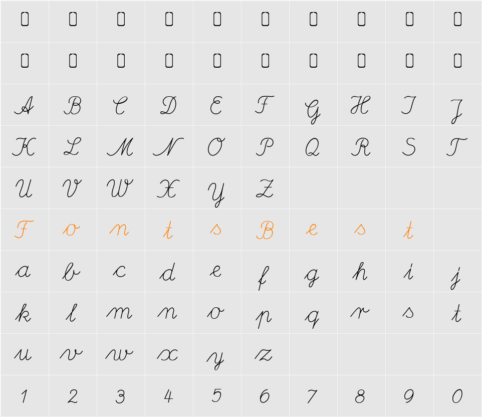 Deutsche Normalschrift Character Map
