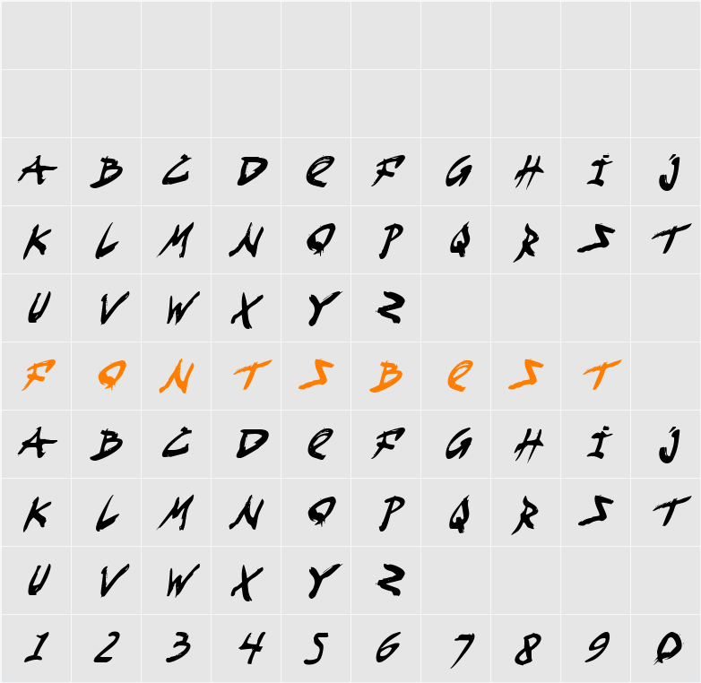 Fight Kid Condensed Italic Character Map