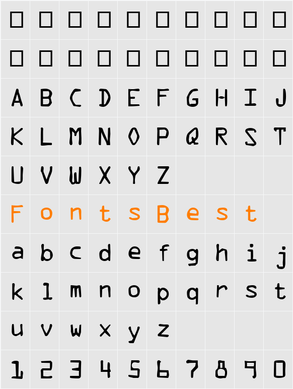 DTCDirtyM36 Character Map