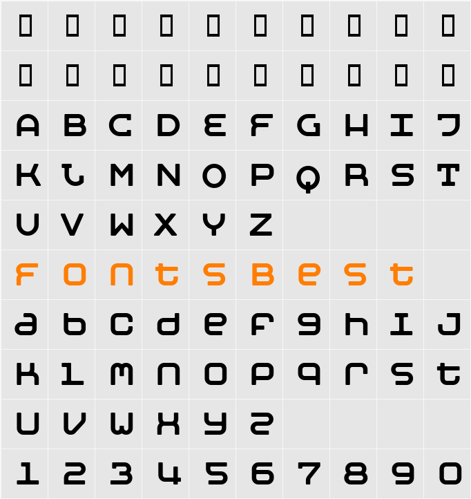 MobyRegular Character Map
